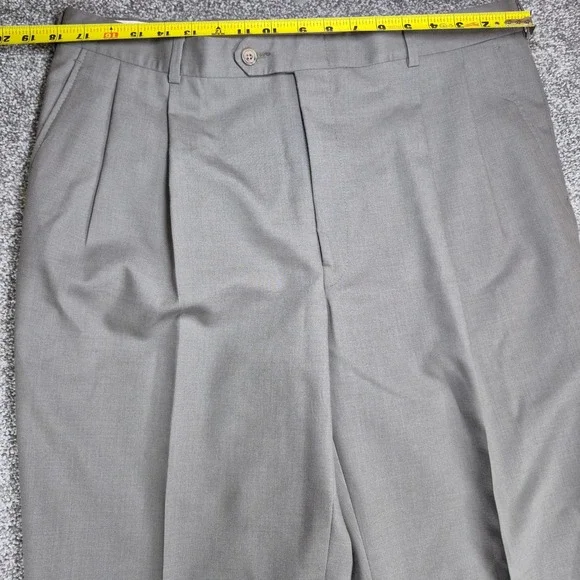 Burberry London Dress Pants Mens 36x32 Gray Pleated Wool Blend Trousers - Picture 4 of 7
